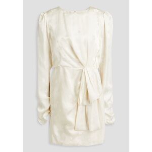SALONI Debbie Draped Silk-Satin Jacquard mini dress